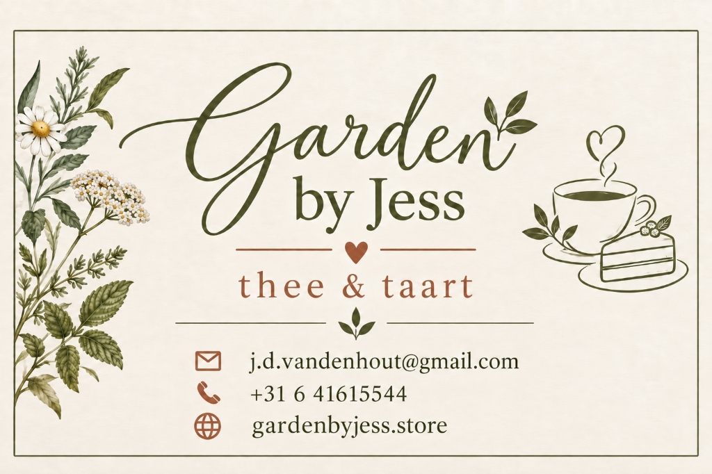 Officieel Bedrijfskaartje Garden by Jess — thee & taart