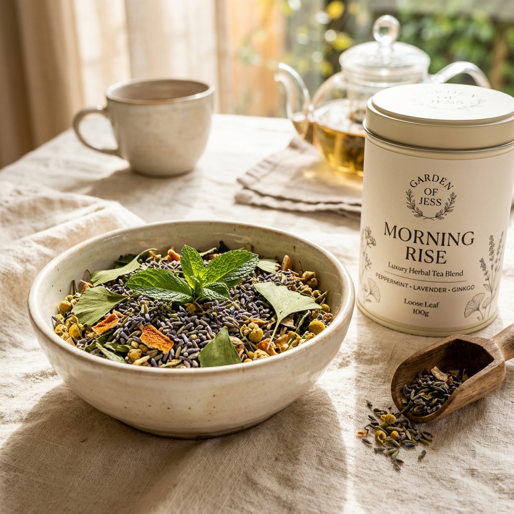 Morning Rise theemelange met munt, lavendel en ginkgo