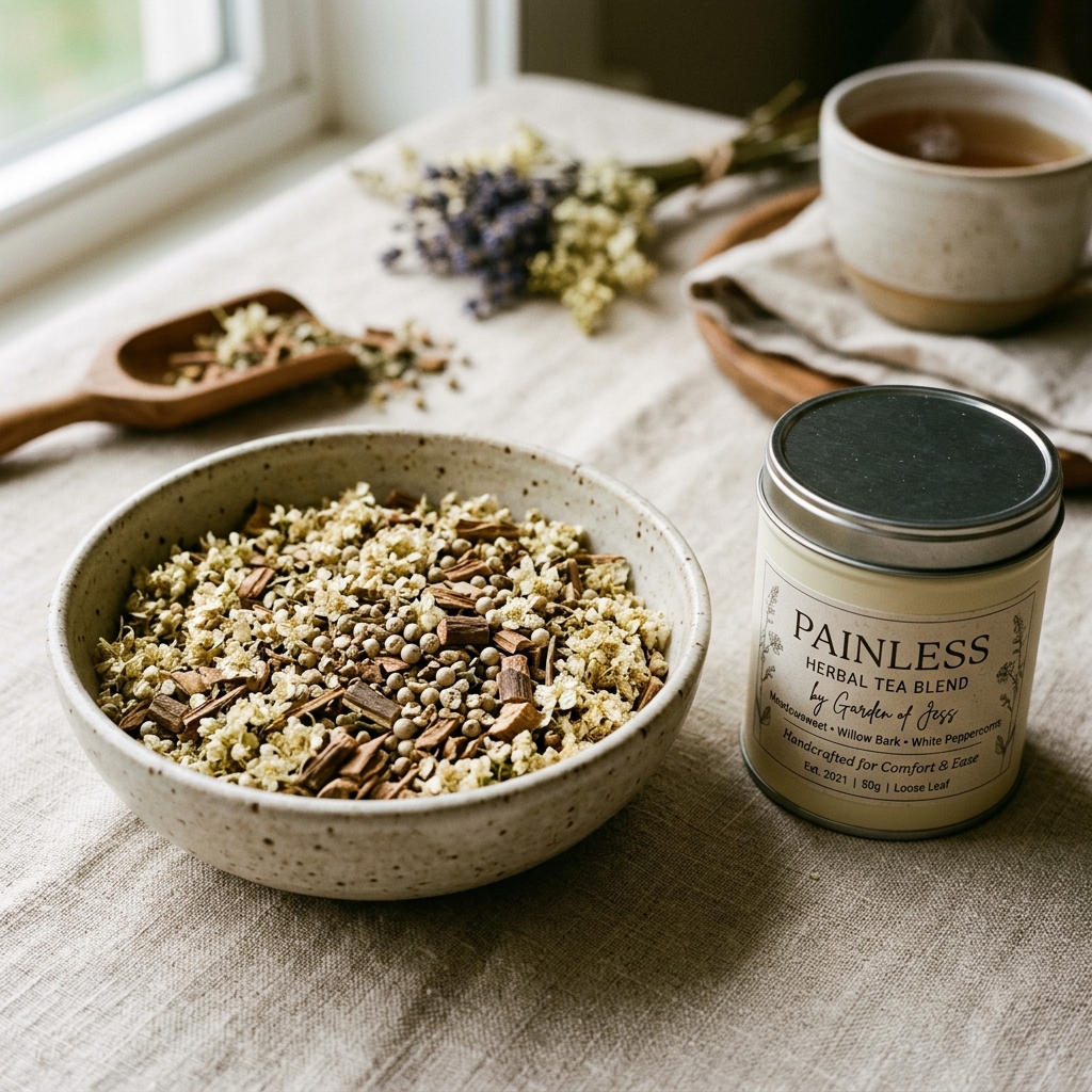 Painless theemelange met moerasspirea, wilgenbast en witte peper